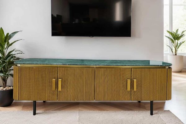 Dizajnový TV stolík Ifama 160 cm zelený mramor