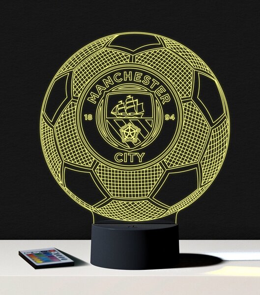 Beling 3D lampa, Manchester city lopta s logom,futbalový darček,16 farebná S469