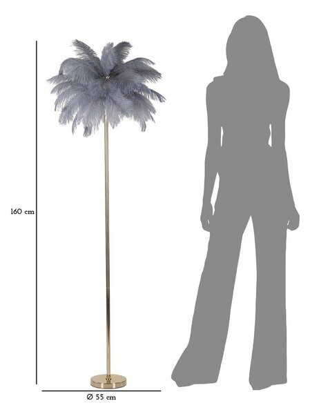 Stojacia lampa v sivo-zlatej farbe (výška 160 cm) Palm – Mauro Ferretti