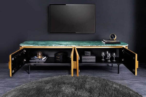 Dizajnový TV stolík Ifama 160 cm zelený mramor