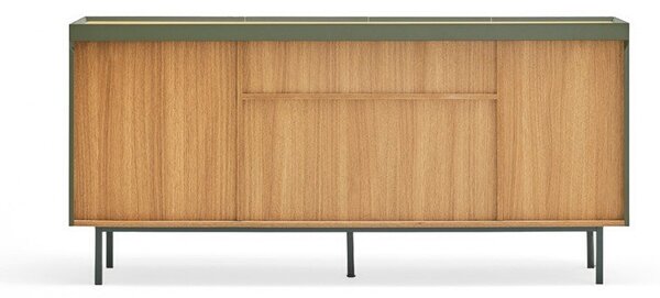 Zelená/v prírodnej farbe nízka komoda v dekore duba 165x78 cm Arista – Teulat