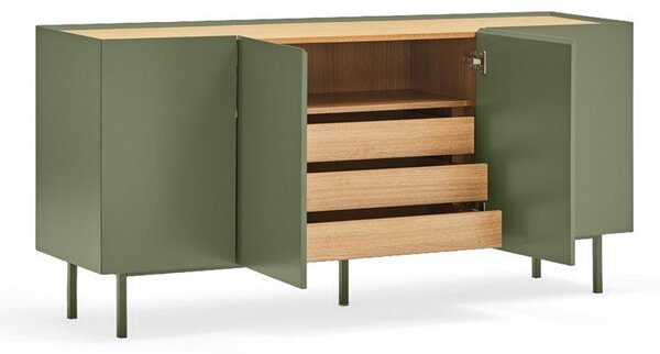 Zelená/v prírodnej farbe nízka komoda v dekore duba 165x78 cm Arista – Teulat