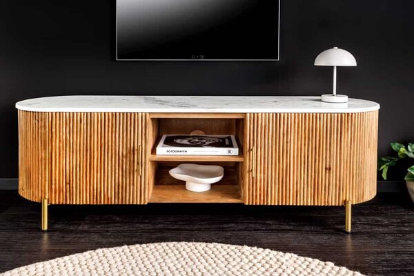 Dizajnový TV stolík Raghuvir 140 cm hnedé mango