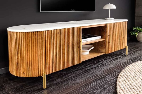 Dizajnový TV stolík Raghuvir 140 cm hnedé mango