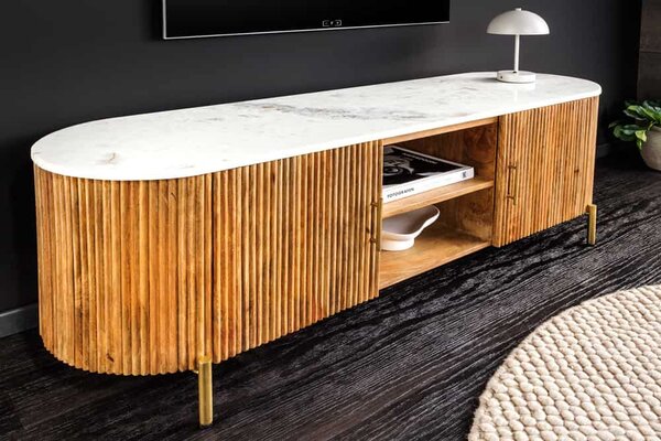 Dizajnový TV stolík Raghuvir 140 cm hnedé mango