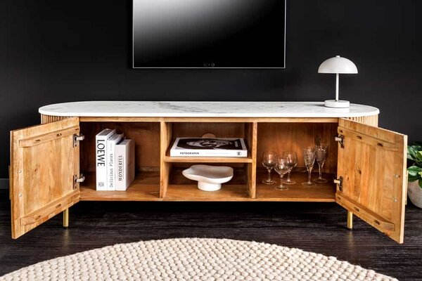 Dizajnový TV stolík Raghuvir 140 cm hnedé mango