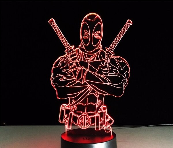 Beling 3D lampa, Deadpool 2, 7 farebná S493