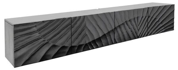 Dizajnový závesný TV stolík Shayla 200 cm čierne mango