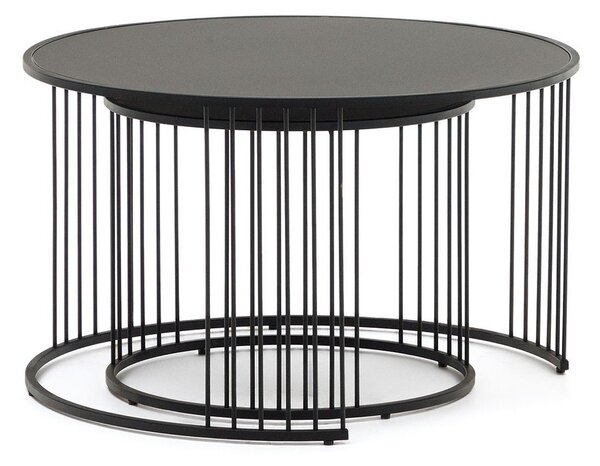 Okrúhly odkladací stolík so sklenenou doskou ø 75 cm Hadar – Kave Home