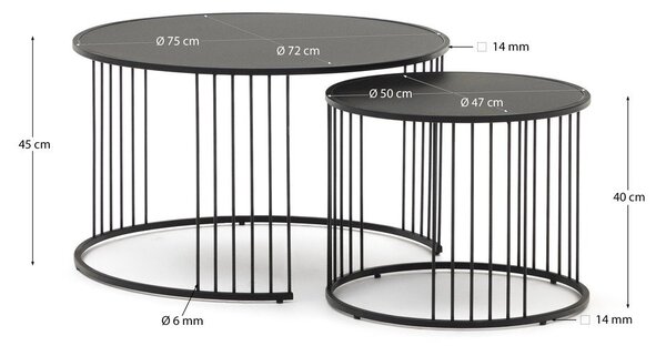 Okrúhly odkladací stolík so sklenenou doskou ø 75 cm Hadar – Kave Home