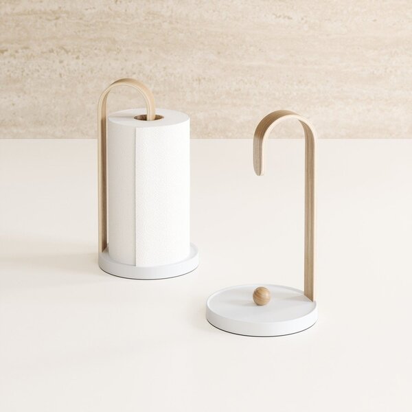 Biely drevený stojan na papierové utierky ø 17 cm Bellwood – Umbra