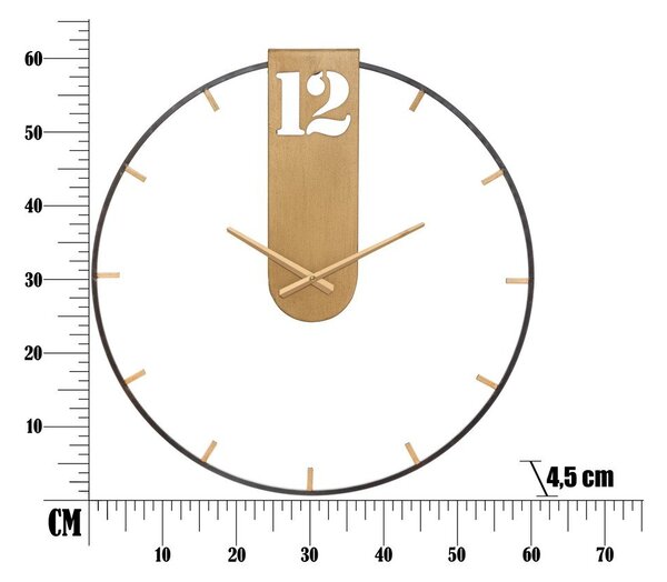 Čierne nástenné hodiny s detailmi v zlatej farbe Mauro Ferretti Goldy, ø 60 cm