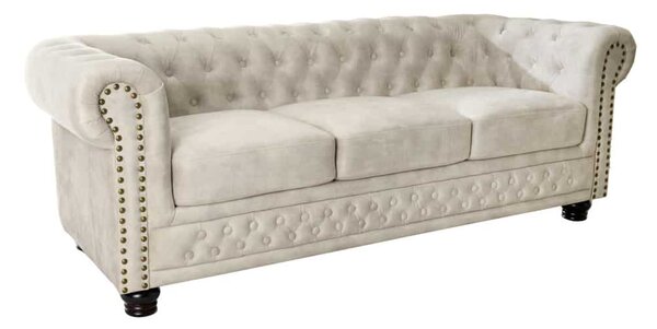 Dizajnová trojsedačka Chesterfield 200 cm šampanský zamat