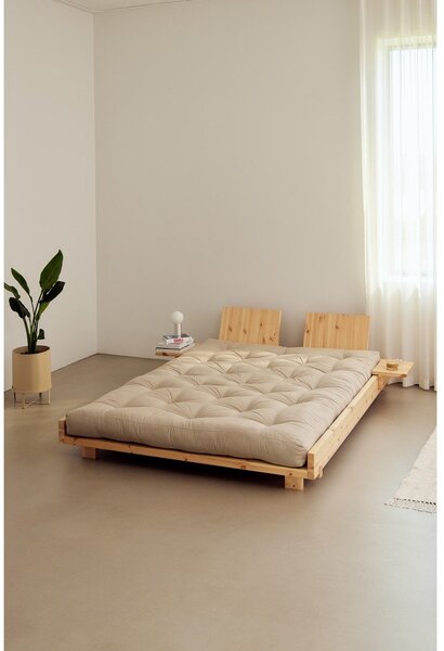 Dvojlôžková posteľ z borovicového dreva s roštom v prírodnej farbe 140x200 cm Social Bed – Karup Design