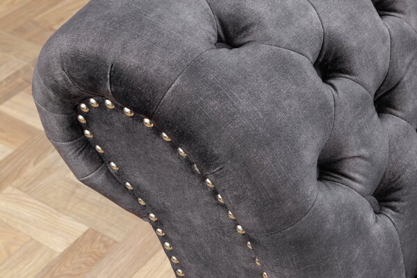 Dizajnová leňoška Chesterfield 170 cm sivý zamat