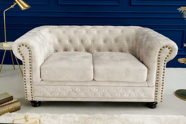Dizajnová dvojsedačka Chesterfield 150 cm šampanský zamat