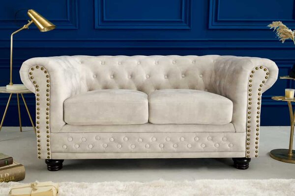 Dizajnová dvojsedačka Chesterfield 150 cm šampanský zamat
