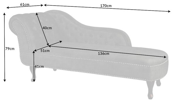 Dizajnová leňoška Chesterfield 170 cm sivý zamat
