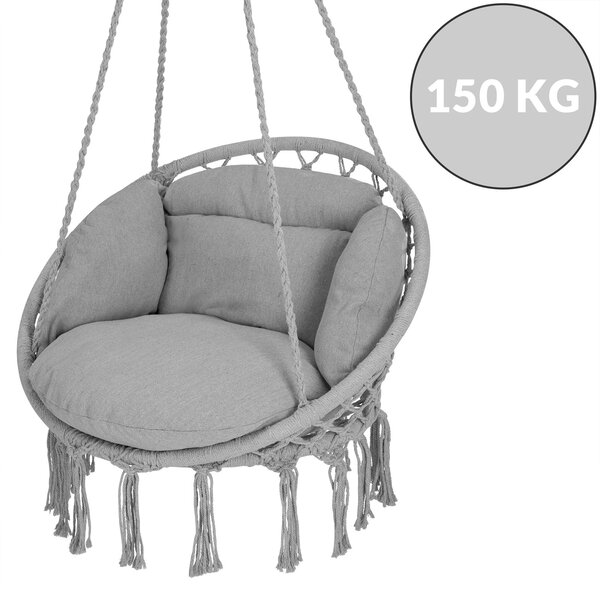 Závesné kreslo BOHO s vankúšmi, Ø61cm, svetlo sivá Detex