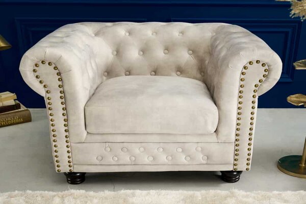 Dizajnové kreslo Chesterfield šampanský zamat