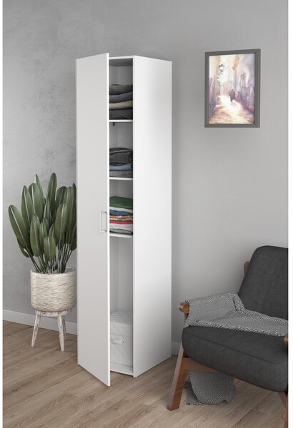 Biela šatníková skriňa 39x175 cm Space – Tvilum