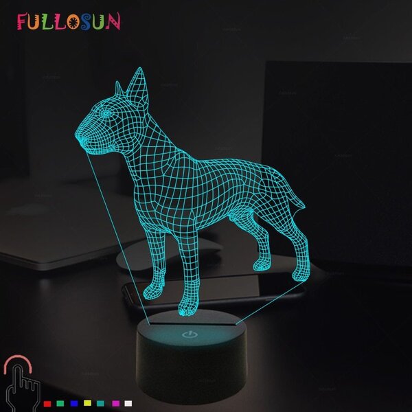 Beling 3D lampa, bull terrier, 7 farebná S421S25