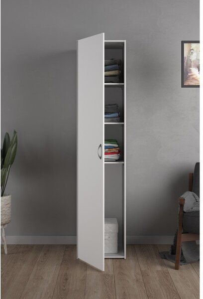 Biela šatníková skriňa 39x175 cm Space – Tvilum