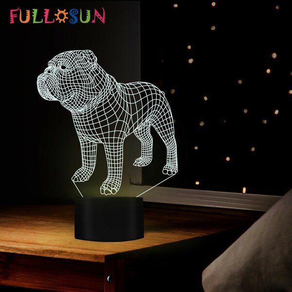Beling 3D lampa, Anglicky bull dog, 7 farebná S4SA25