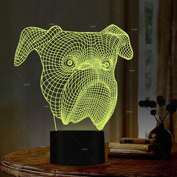 Beling 3D lampa, Anglický bull dog hlava , 7 farebná S4ASC13