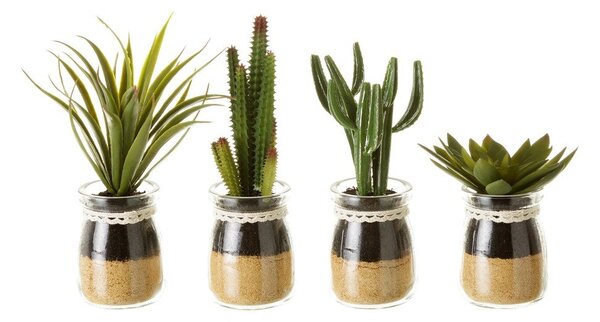 Umelé rastliny v súprave 4 ks (výška 18 cm) Cactus – Casa Selección
