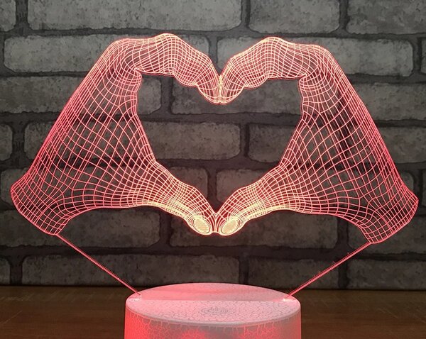 Beling 3D lampa, Srdce s rúk, 7 farebná S30KW7