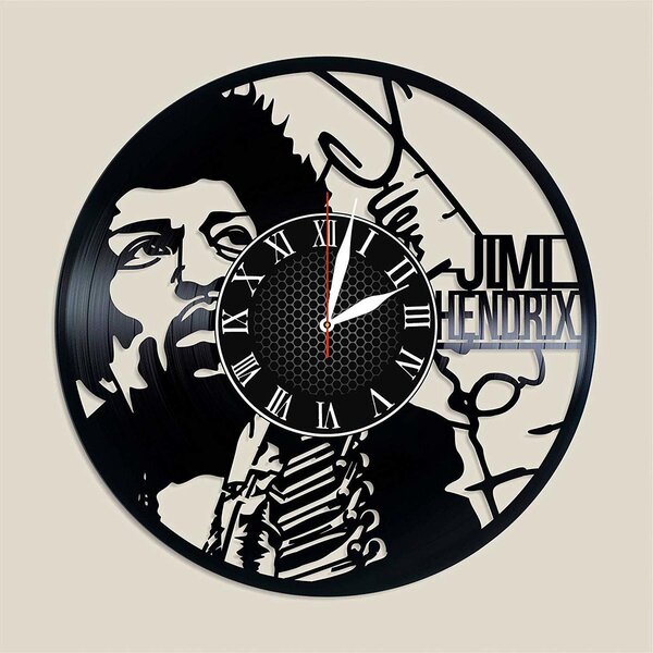 Beling vinylové nástenné hodiny Jimi Hendrix čierne GS887V
