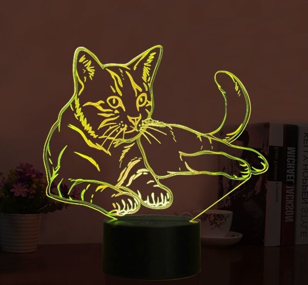 Beling 3D lampa, Ležiaca mačka, 7 farebná S4ASC313