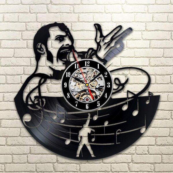 Beling vinylové nástenné hodiny Freddie Mercury čierne, AS785S695
