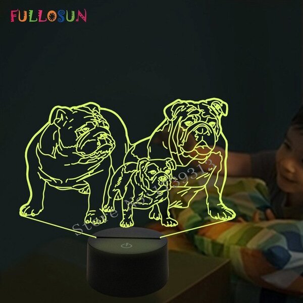 Beling 3D lampa,Pitbull rodina, 7 farebná LEQ6352