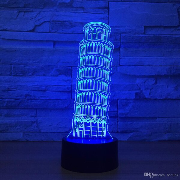 Beling 3D lampa, Šikmá Veža V Pise, 7 farebná SMNSQ209