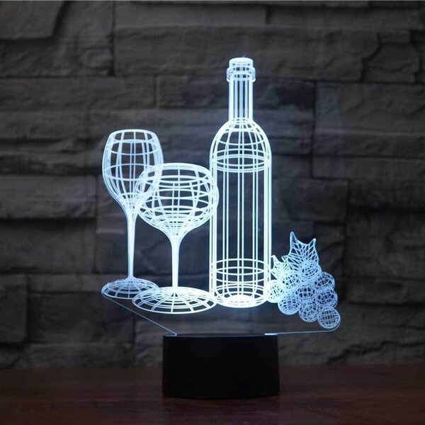 Beling 3D lampa,Vínové poháre, 7 farebná B5ADD