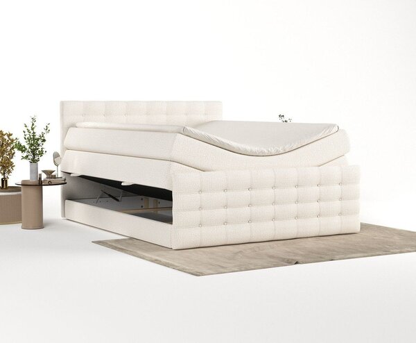 Krémová boxspring posteľ s úložným priestorom 200x200 cm Blend – Maison de Rêve