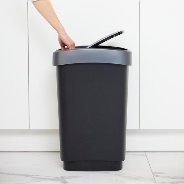 Odpadkový kôš z recyklovaného plastu v strieborno-čiernej farbe 25 l Twist - Rotho