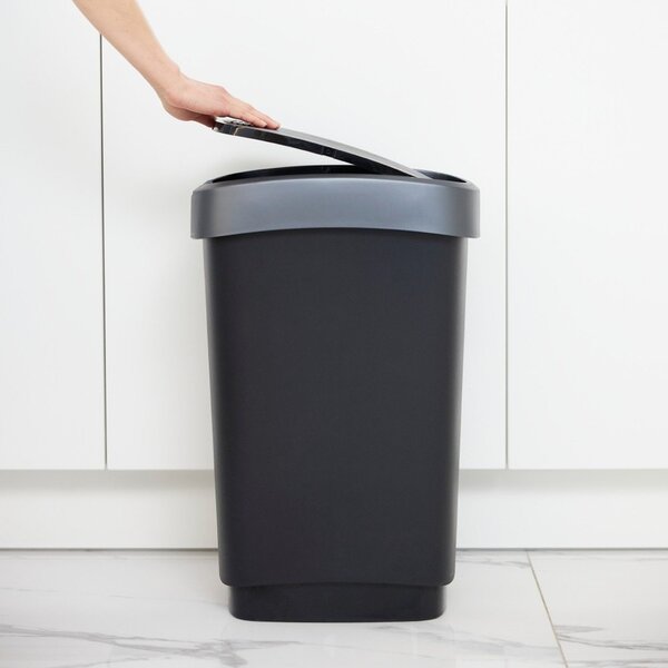 Odpadkový kôš z recyklovaného plastu v strieborno-čiernej farbe 25 l Twist - Rotho