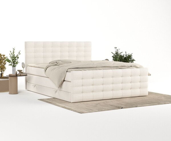 Krémová boxspring posteľ s úložným priestorom 200x200 cm Blend – Maison de Rêve