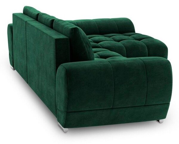 Tmavozelená rozkladacia rohová pohovka so zamatovým poťahom Windsor & Co Sofas Nuage, pravý roh