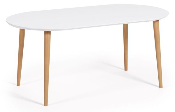 Biely okrúhly rozkladací jedálenský stôl s bielou doskou ø 90 cm Oqui – Kave Home