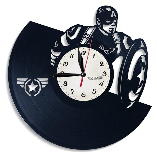 Beling vinylové nástenné hodiny Kapitan amerika čierne, 59QGDDSF