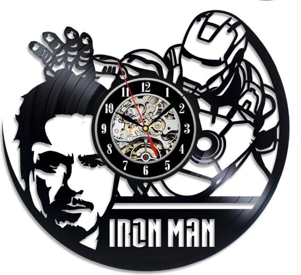 Beling vinylové nástenné hodiny Iron Man čierne, 56S9A36Q