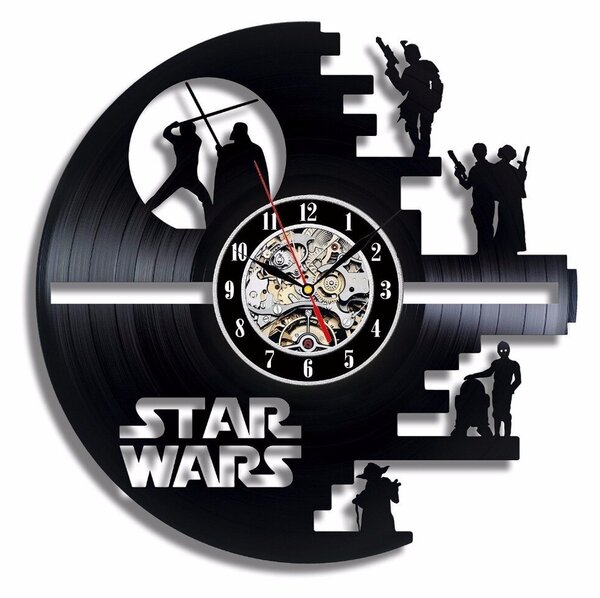 Beling vinylové nástenné hodiny Death star čierne, 59A36Q5LH
