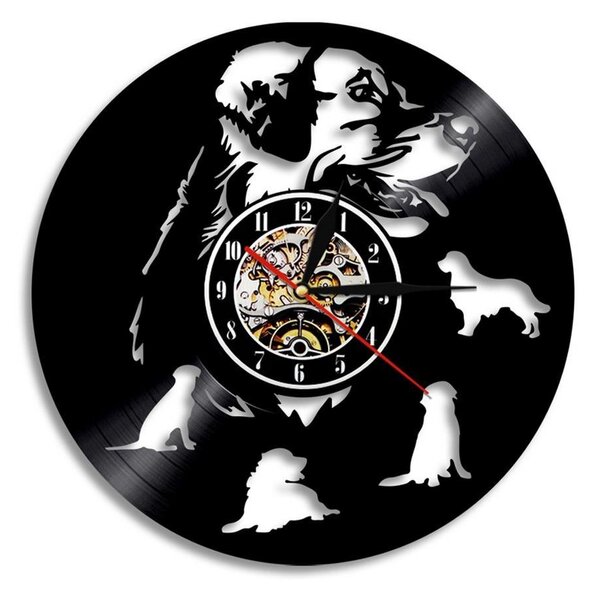 Beling vinylové nástenné hodiny Retríver čierne, GLX52Q57