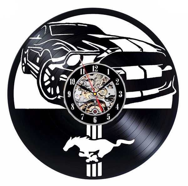 Beling vinylové nástenné hodiny Mustang čierne, 5DSXQ57L