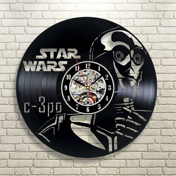 Beling vinylové nástenné hodiny C-3PO čierne, 59A365FJQ