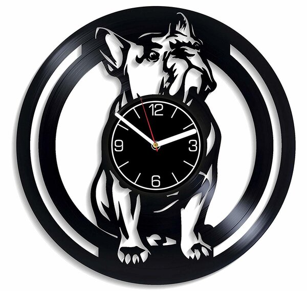 Beling vinylové nástenné hodiny Farancúzky bull dog čierne, GLX52Q9